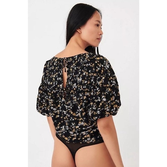 NWT Intimately Free People Dessa Black Floral Bodysuit - Picture 3 of 11